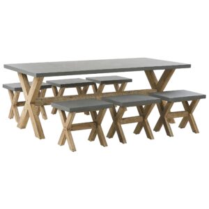 wohnli-moebel-suche-800000570073 Wohnli Möbelsuche - GARTENMÖBEL SET 6-Sitzer Faserzement grau 7-teilig Olbia
