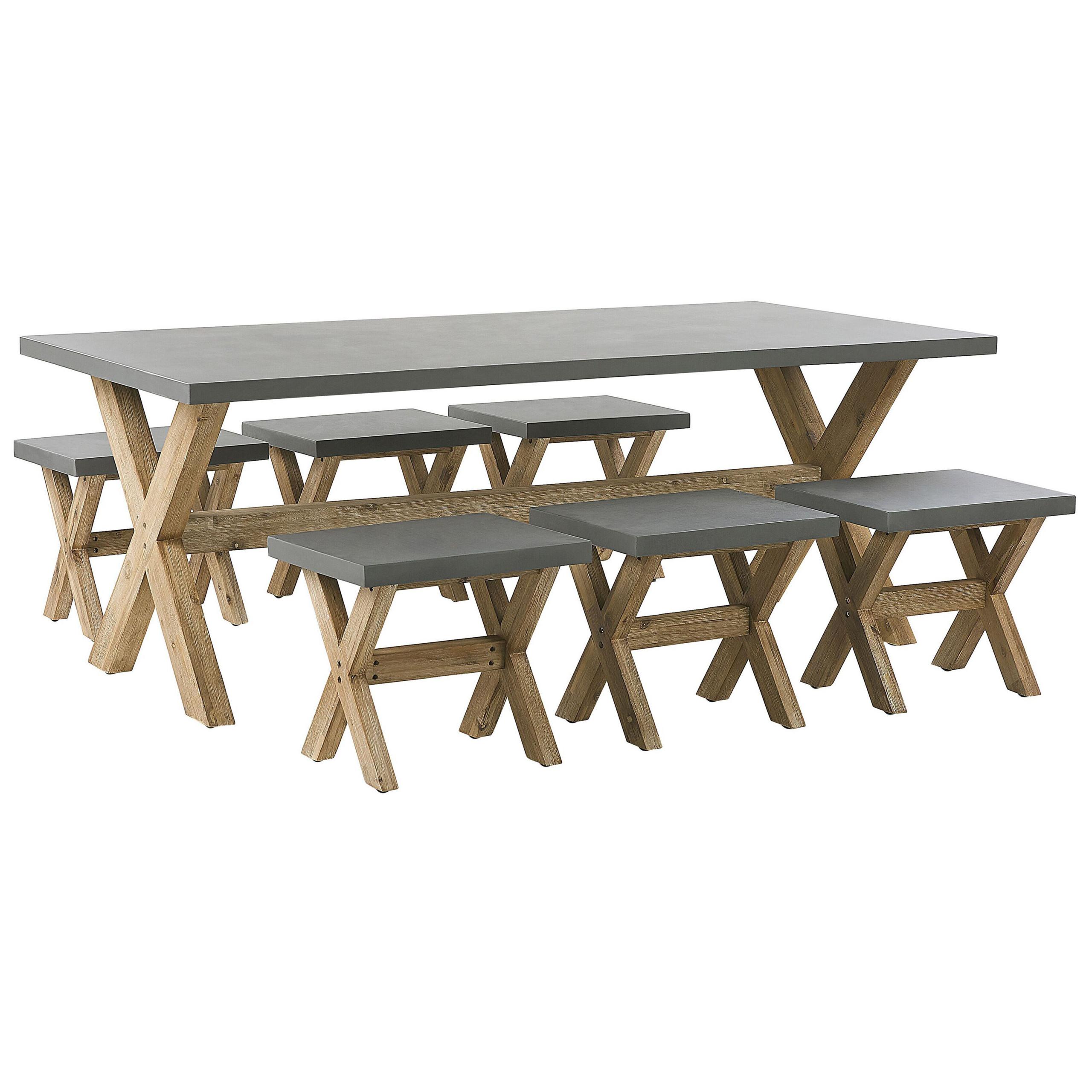 wohnli-moebel-suche-800000570073 Wohnli Möbelsuche - GARTENMÖBEL SET 6-Sitzer Faserzement grau 7-teilig Olbia