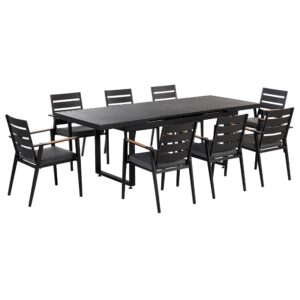 wohnli-moebel-suche-800000570074 Wohnli Möbelsuche - GARTENMÖBEL SET 8-Sitzer Aluminium schwarz Auflagen grau Valcanetto/Taviano