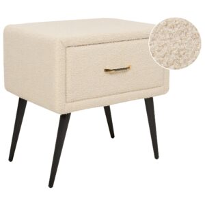 wohnli-moebel-suche-800000572730 Wohnli Möbelsuche - NACHTTISCH Bouclé hellbeige/schwarz 1 Schublade 38/46/49 cm Flayat