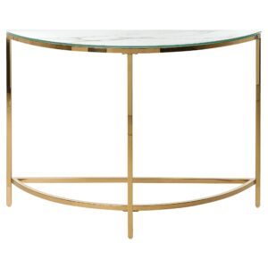 wohnli-moebel-suche-800000572754-1 KONSOLENTISCH Marmor Optik weiß/gold Orita Glas Beliani Möbel > Kommoden & Schubladenschränke > Konsolentische Weiß