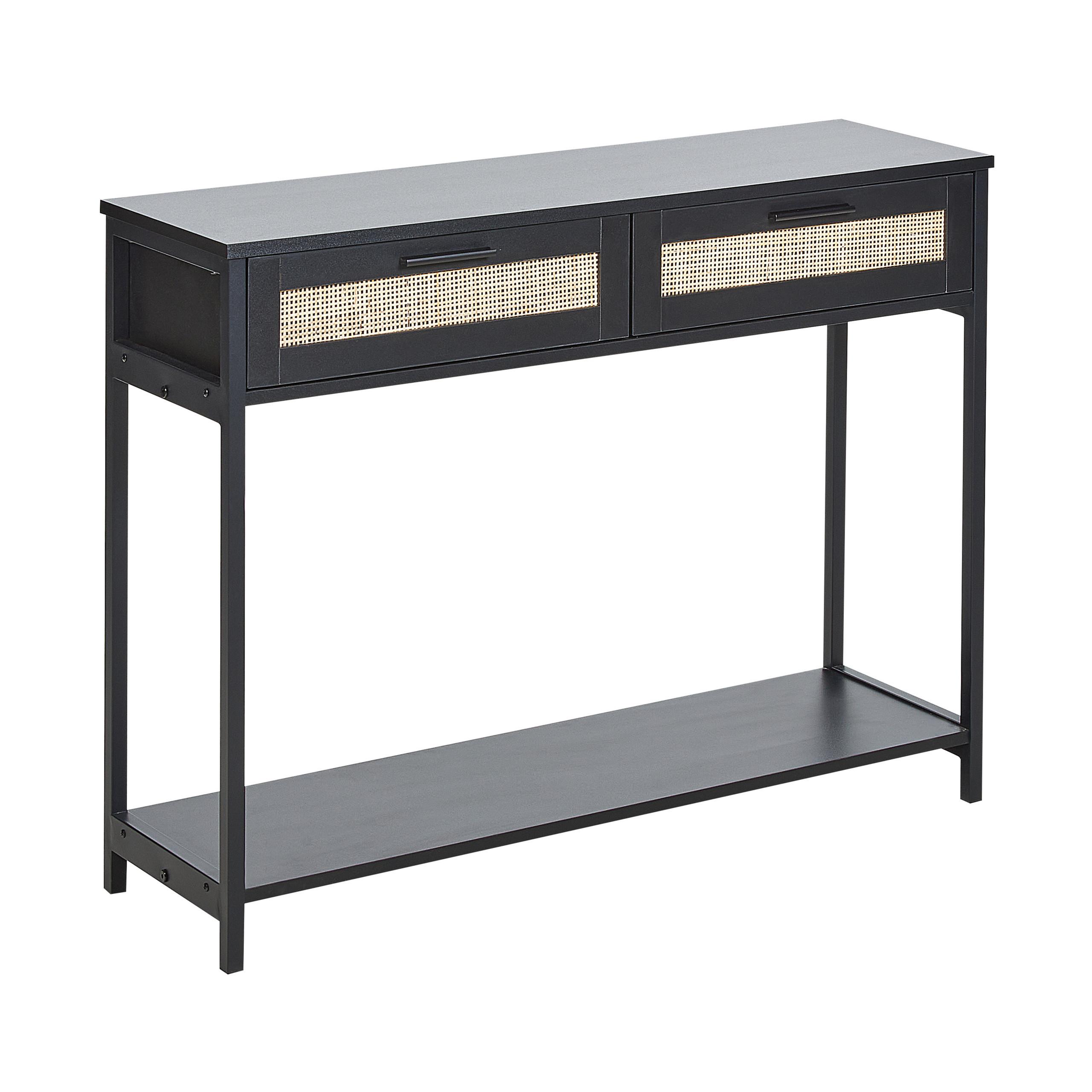 wohnli-moebel-suche-800000572764 Wohnli Möbelsuche - KONSOLENTISCH Rattan schwarz/beige 2 Schubladen Opoco