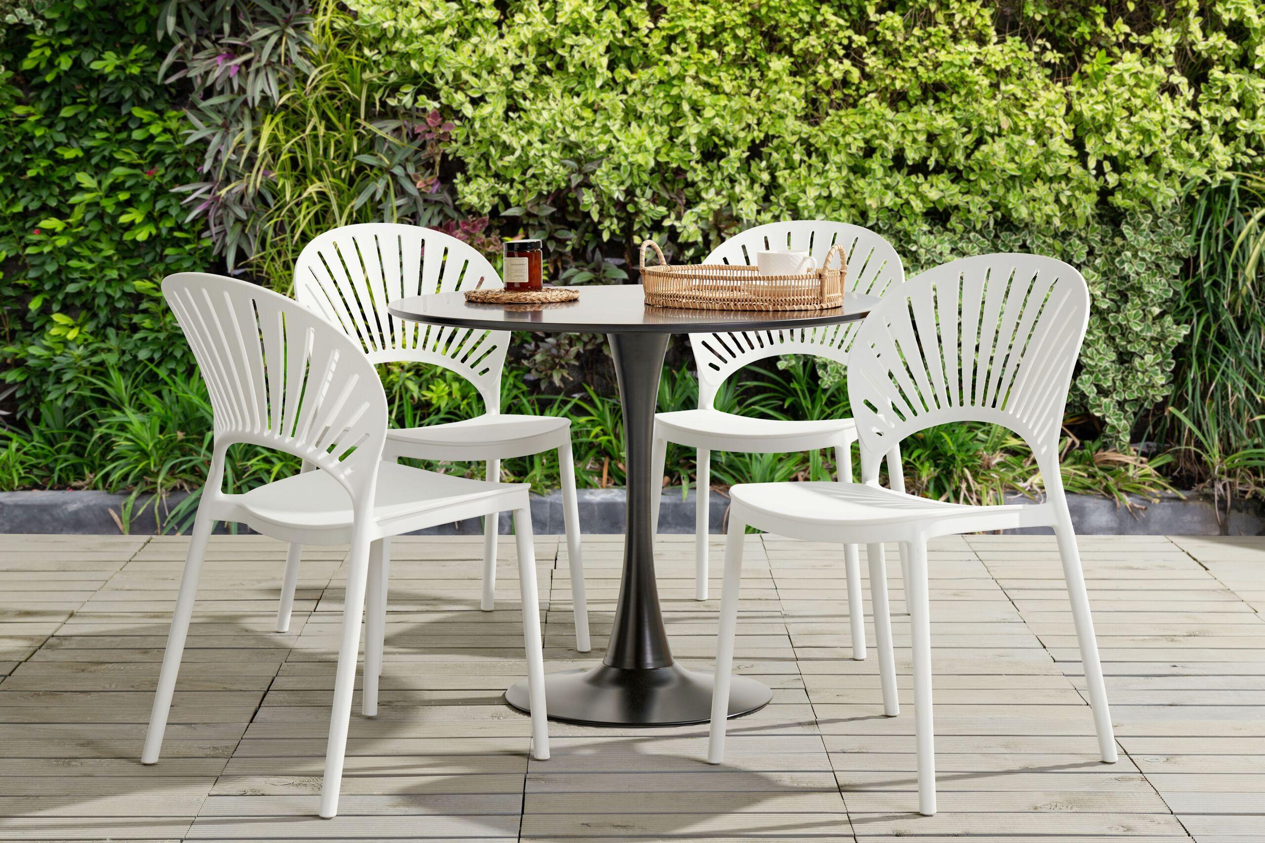 GARTENSTÜHLE 4er-Set Kunststoff weiß Ostia Kunststoff Beliani Garten & Outdoor > Gartenmöbel > Gartenstühle Weiß