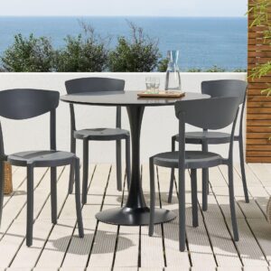 wohnli-moebel-suche-800000573922-1 GARTENSTÜHLE 4er-Set Kunststoff dunkelgrau Vieste Kunststoff Beliani Garten & Outdoor > Gartenmöbel > Gartenstühle Grau