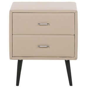 wohnli-moebel-suche-800000576972-1 NACHTTISCH beige Kunstleder 2 Schubladen Essonne Textil Beliani Möbel > Kommoden & Schubladenschränke > Nachttische Beige