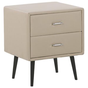 wohnli-moebel-suche-800000576972 Wohnli Möbelsuche - NACHTTISCH beige Kunstleder 2 Schubladen Essonne