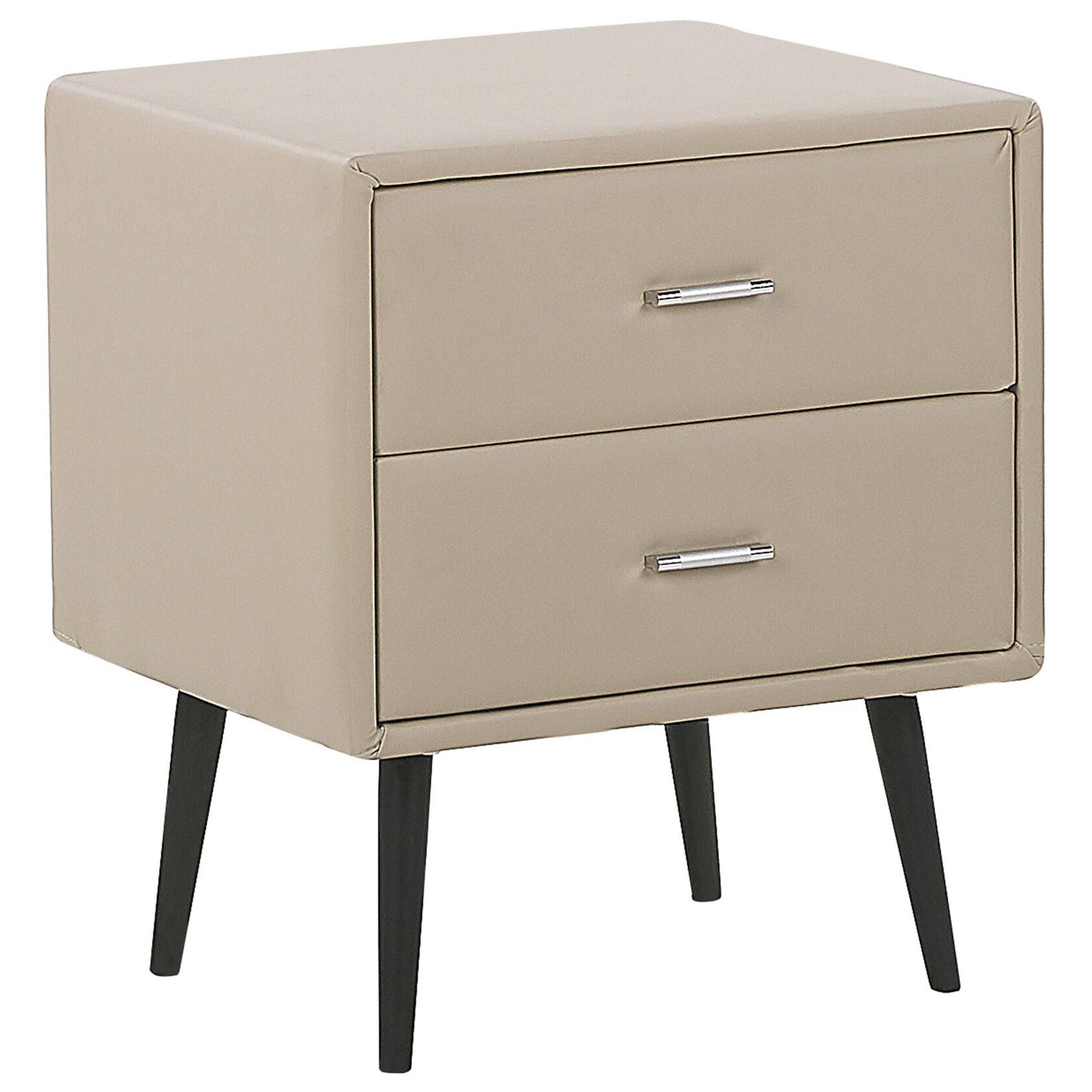 wohnli-moebel-suche-800000576972 Wohnli Möbelsuche - NACHTTISCH beige Kunstleder 2 Schubladen Essonne