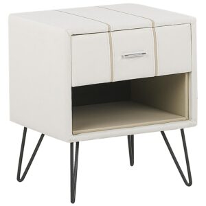 wohnli-moebel-suche-800000577030 Wohnli Möbelsuche - NACHTTISCH weiß Kunstleder schwarze Metallbeine 41/48/56 cm Betin