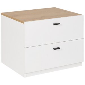 wohnli-moebel-suche-800000577463 Wohnli Möbelsuche - NACHTTISCH weiß/heller Holzfarbton 2 Schubladen Edison