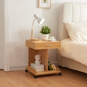 BEISTELLTISCH rollbar Jokkmokk Holz [en.casa] Möbel > Tische > Beistelltische Braun