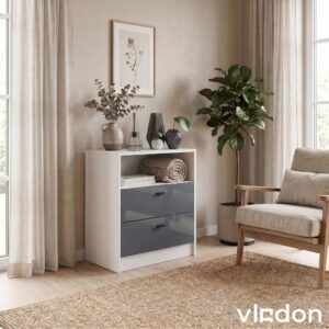 wohnli-moebel-suche-800000581110-1 KOMMODE Pino Fronten in Grau Hochglanz Holzwerkstoff Vladon Möbel > Kommoden & Schubladenschränke > Kommoden Grau