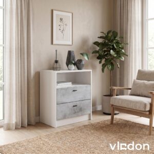 wohnli-moebel-suche-800000581111-1 KOMMODE Pino Fronten in Beton Oxid Optik Holzwerkstoff Vladon Möbel > Kommoden & Schubladenschränke > Kommoden Grau