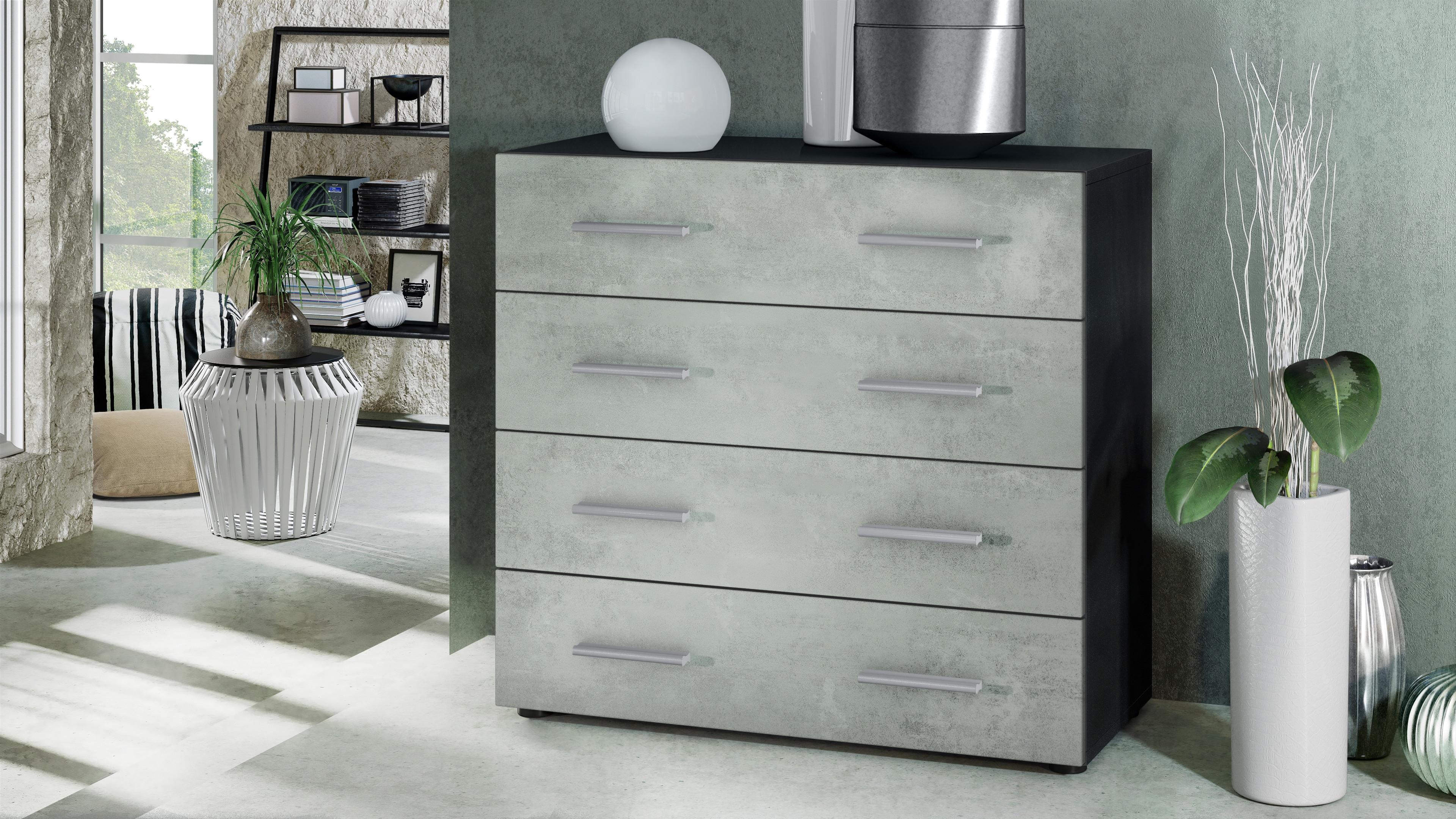 KOMMODE Pavos Beton Oxid Optik Holzwerkstoff Vladon Möbel > Kommoden & Schubladenschränke > Kommoden Grau