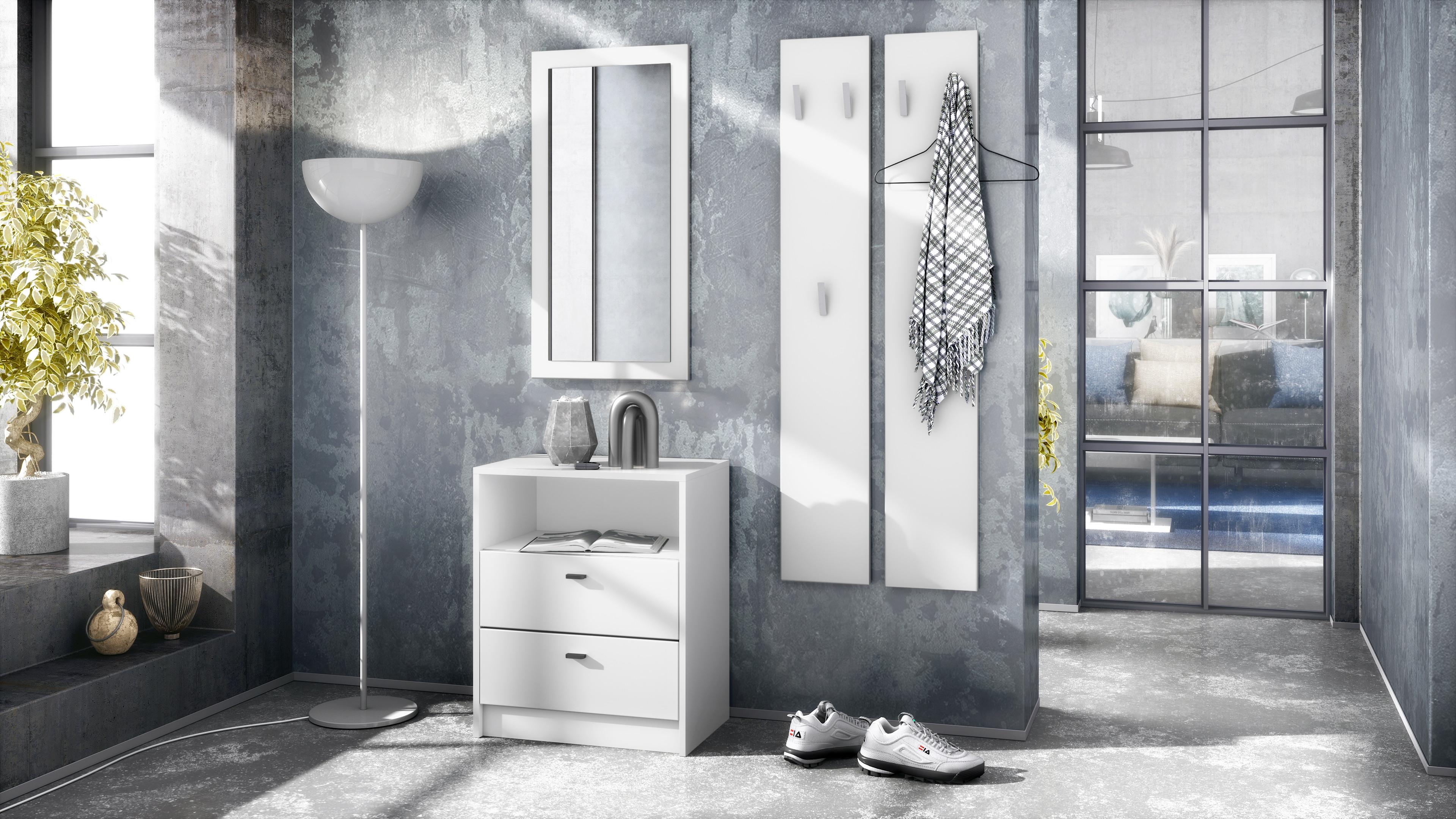 GARDEROBE Pino Weiß matt Holzwerkstoff Vladon Garderoben Weiß