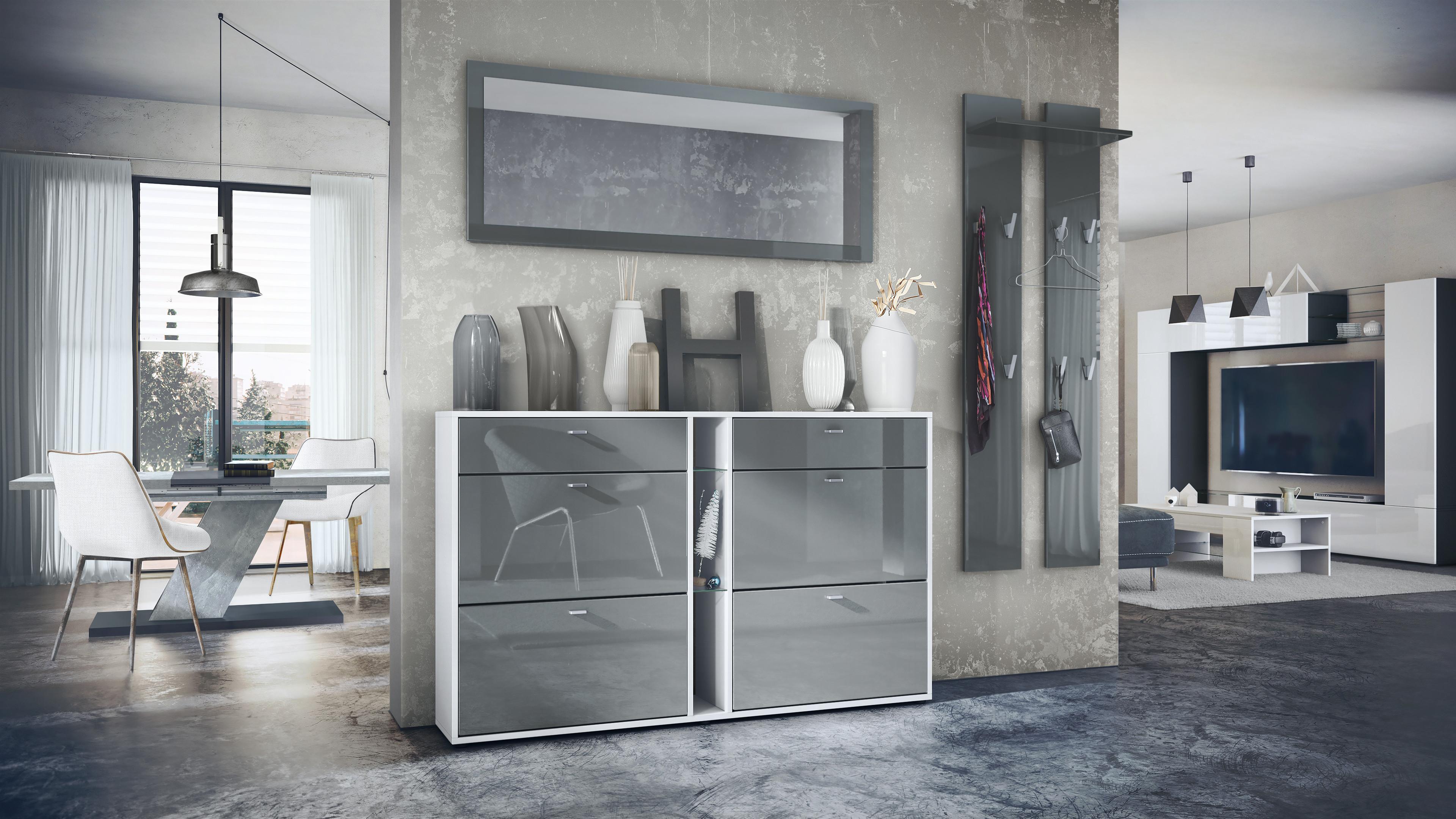 wohnli-moebel-suche-800000581563-1 GARDEROBE Orlando Grau Hochglanz Holzwerkstoff Vladon Garderoben Grau
