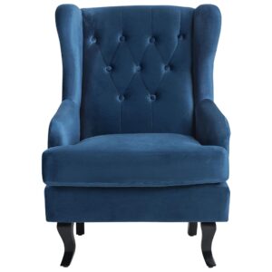 wohnli-moebel-suche-800000581700-1 SESSEL Samtstoff dunkelblau Alta Textil Beliani Möbel > Sessel > Polstersessel Schwarz