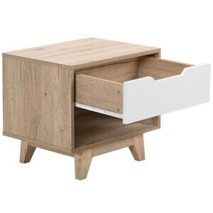 wohnli-moebel-suche-800000583471-1 NACHTTISCH heller Holzfarbton/weiß Spencer Holzwerkstoff Beliani Möbel > Kommoden & Schubladenschränke > Nachttische Braun
