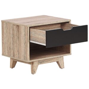 wohnli-moebel-suche-800000583480-1 NACHTTISCH heller Holzfarbton/schwarz Spencer Holzwerkstoff Beliani Möbel > Kommoden & Schubladenschränke > Nachttische Schwarz