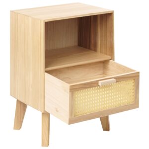 wohnli-moebel-suche-800000583481-1 NACHTTISCH Rattan heller Holzfarbton 1 Schublade 40/30 cm Seney Holz Beliani Möbel > Kommoden & Schubladenschränke > Nachttische Braun