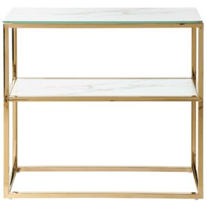 wohnli-moebel-suche-800000583547-1 KONSOLENTISCH Marmor Optik weiß/gold Azusa Glas Beliani Möbel > Kommoden & Schubladenschränke > Konsolentische Weiß