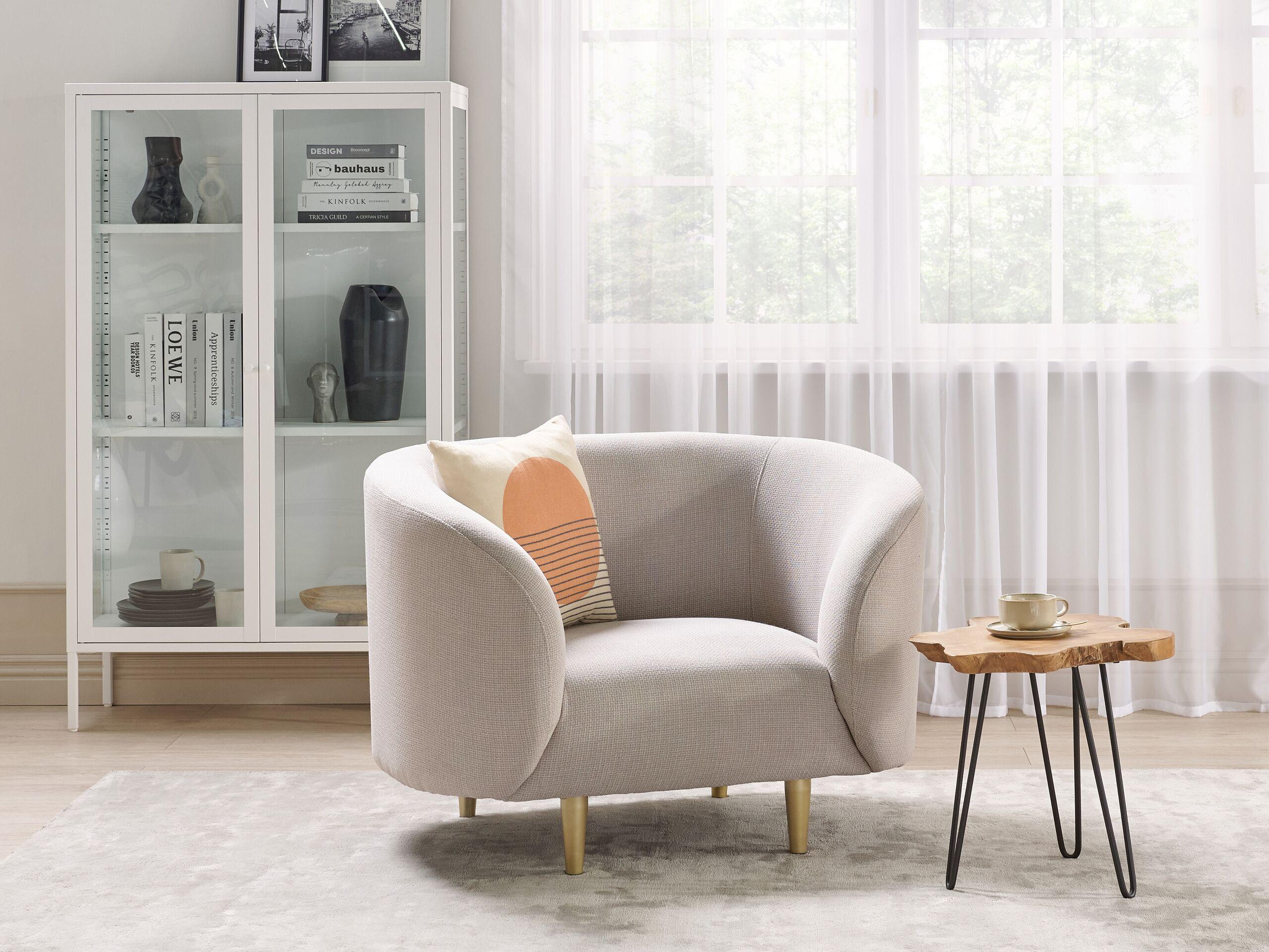 SESSEL Polsterbezug beige/gold Loen Textil Beliani Möbel > Sessel > Polstersessel Beige