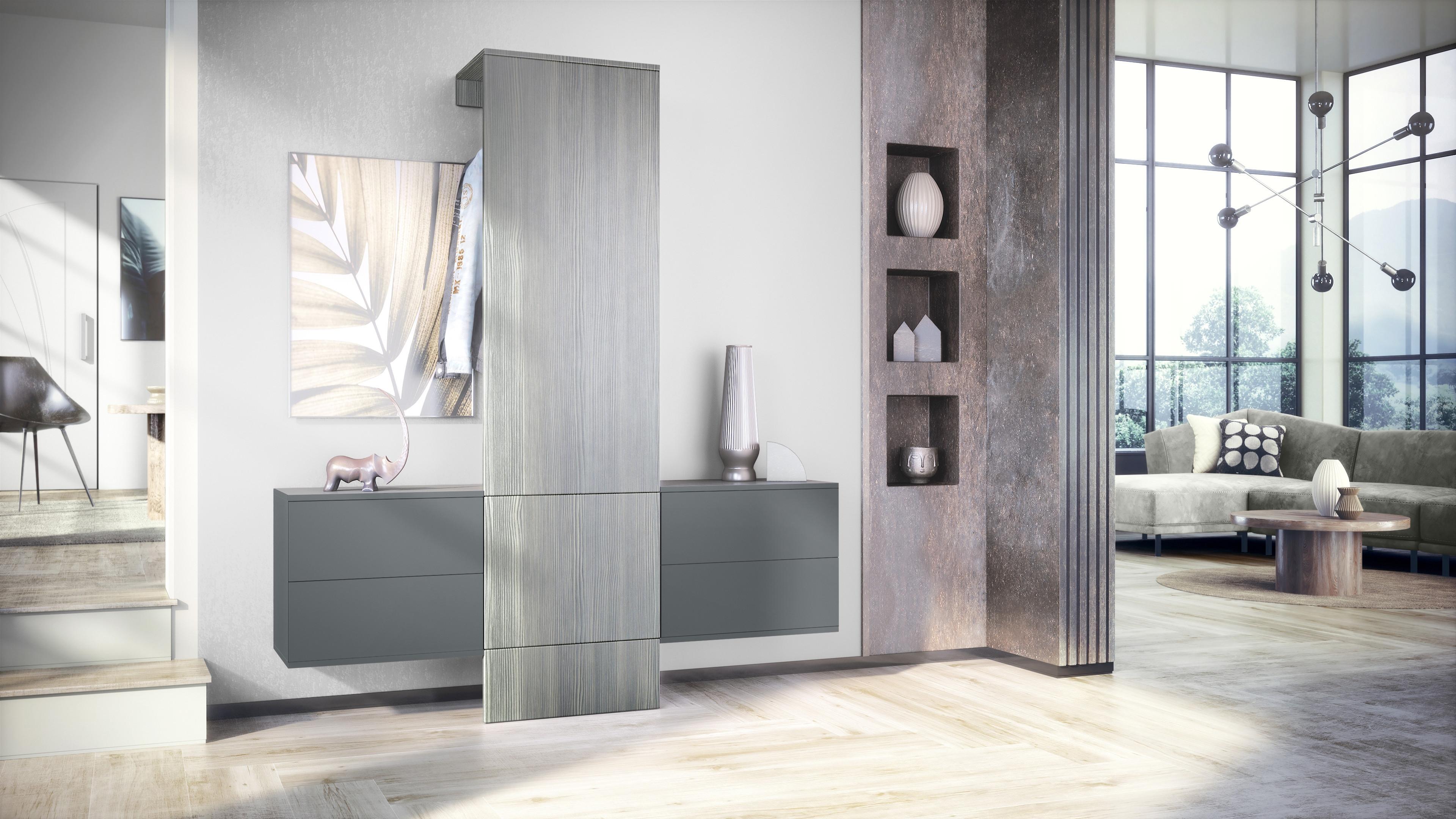 GARDEROBE Carlton Paneel in Avola-Anthrazit Holzwerkstoff Vladon Garderoben Anthrazit