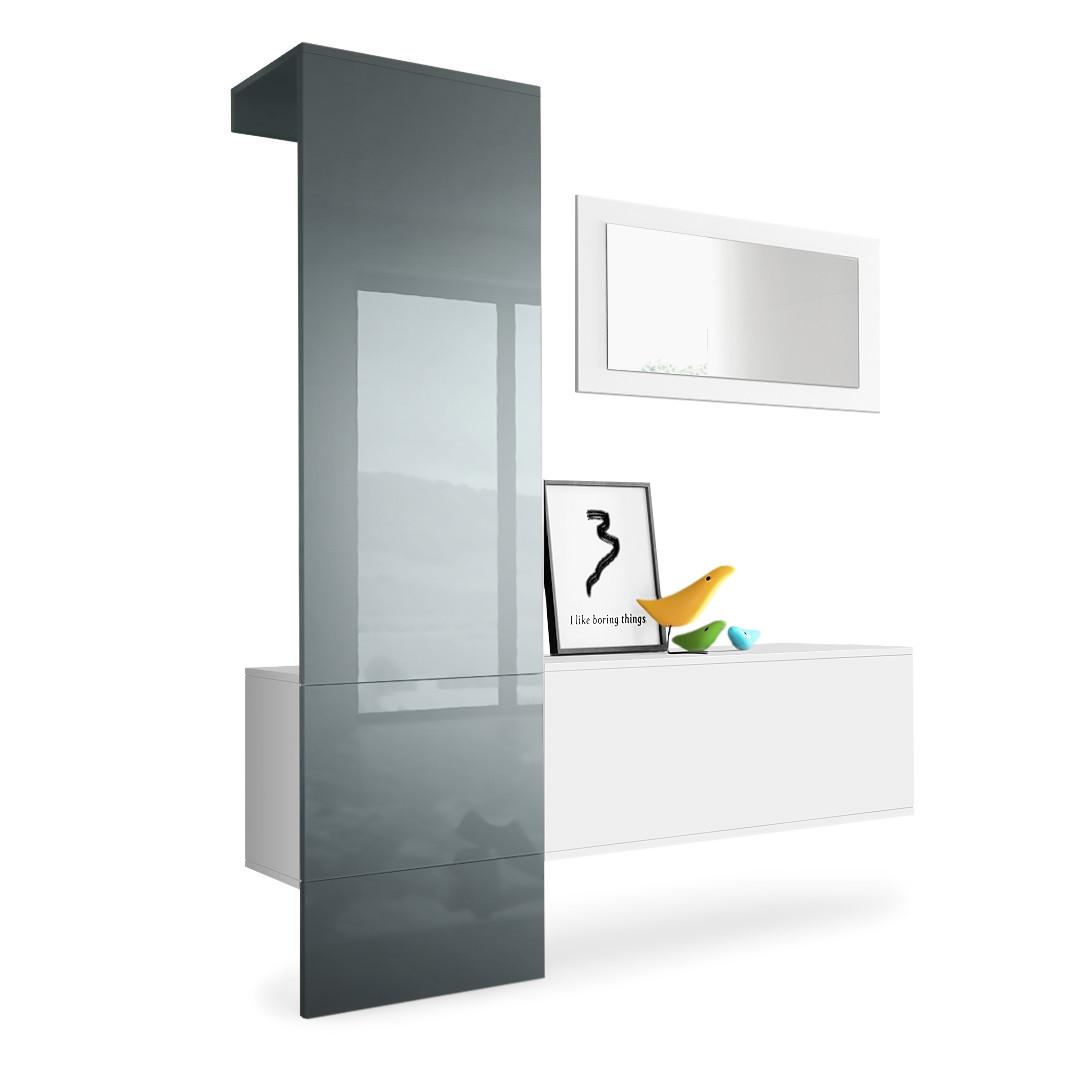 Wohnli Möbelsuche - GARDEROBE Carlton Paneel in Grau Hochglanz