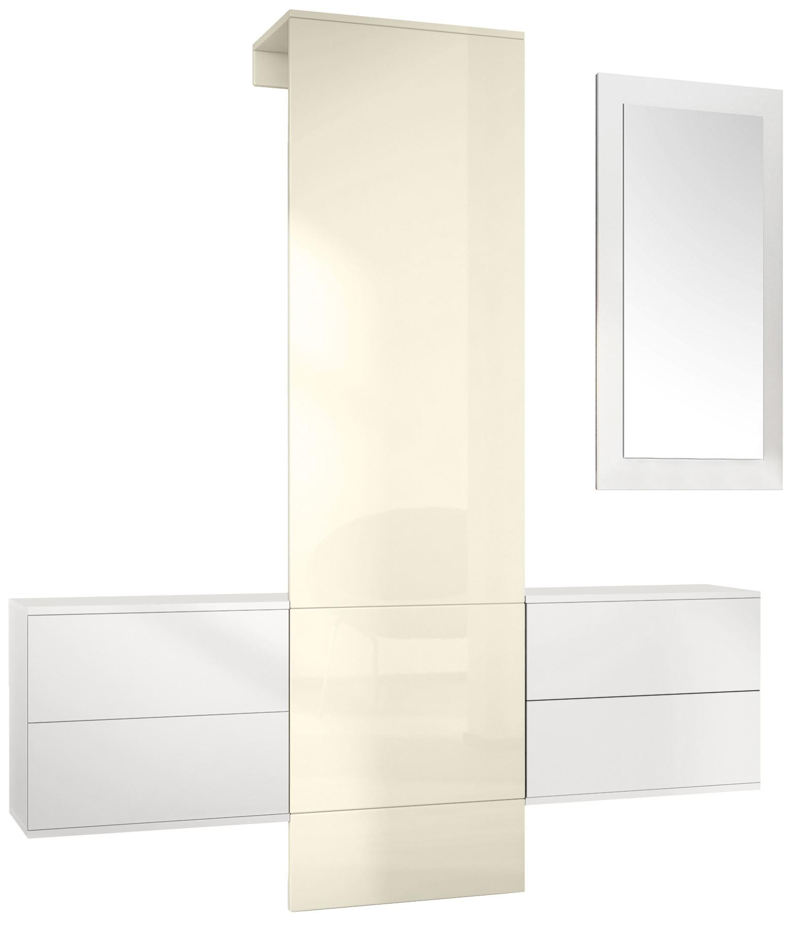 Wohnli Möbelsuche - GARDEROBE Carlton Paneel in Creme Hochglanz