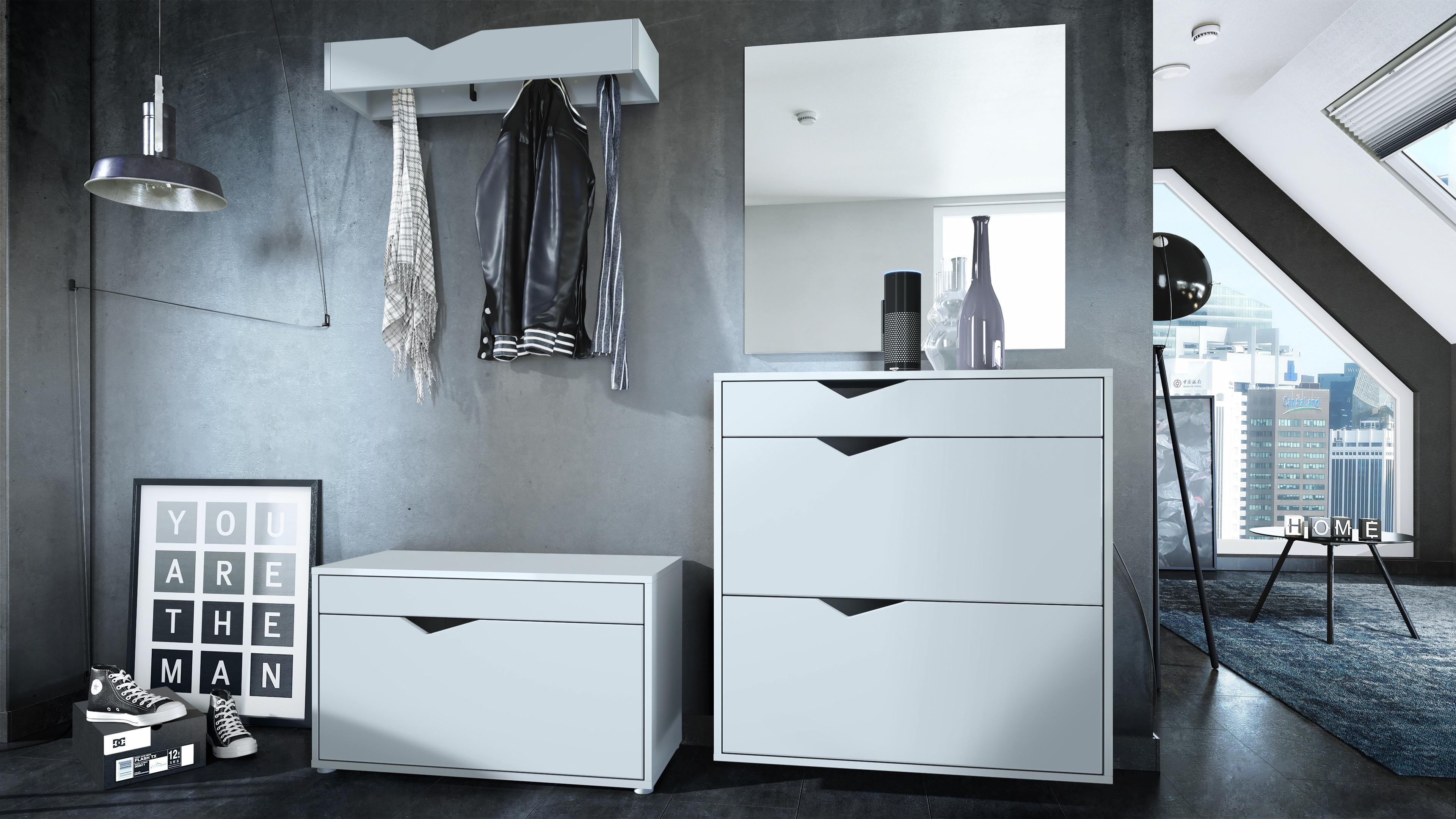 wohnli-moebel-suche-800000584375-1 GARDEROBE Kolmio Fronten in Weiß matt Holzwerkstoff Vladon Garderoben Weiß