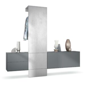 Wohnli Möbelsuche - GARDEROBE Carlton Paneel in Beton Oxid Optik