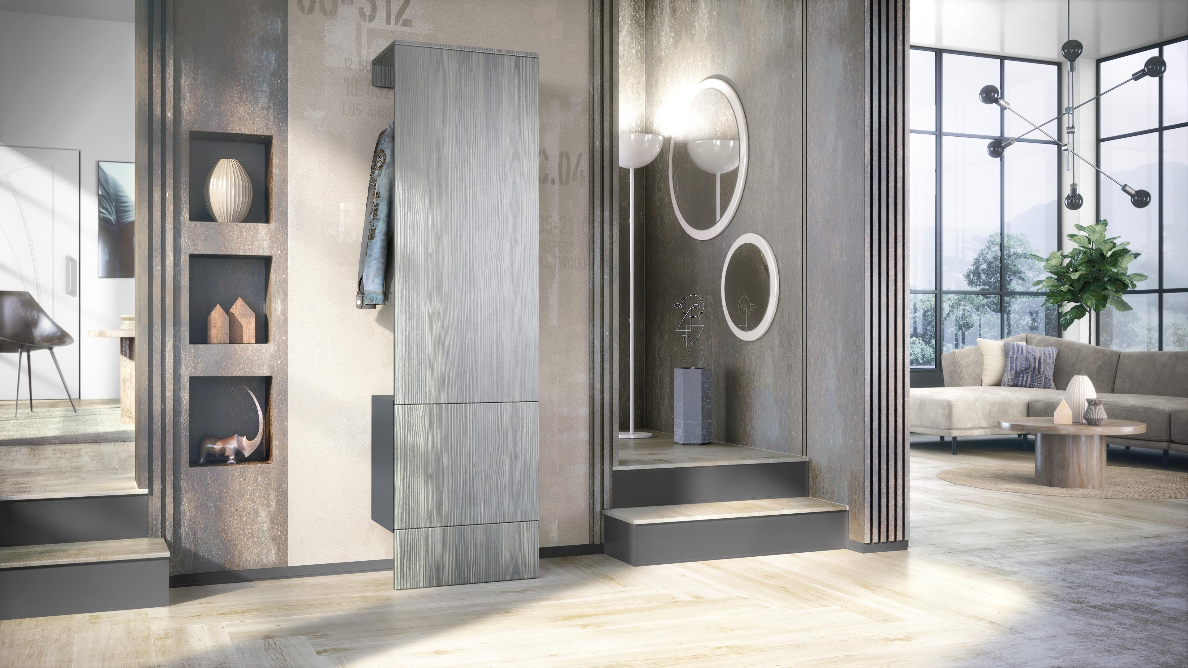 GARDEROBE Carlton Paneel in Avola-Anthrazit Holzwerkstoff Vladon Garderoben Anthrazit