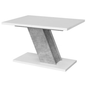 wohnli-moebel-suche-800000584688-1 ESSTISCH Kross Beton Optik + Weiß matt Holzwerkstoff Vladon Möbel > Tische > Esstische Weiß