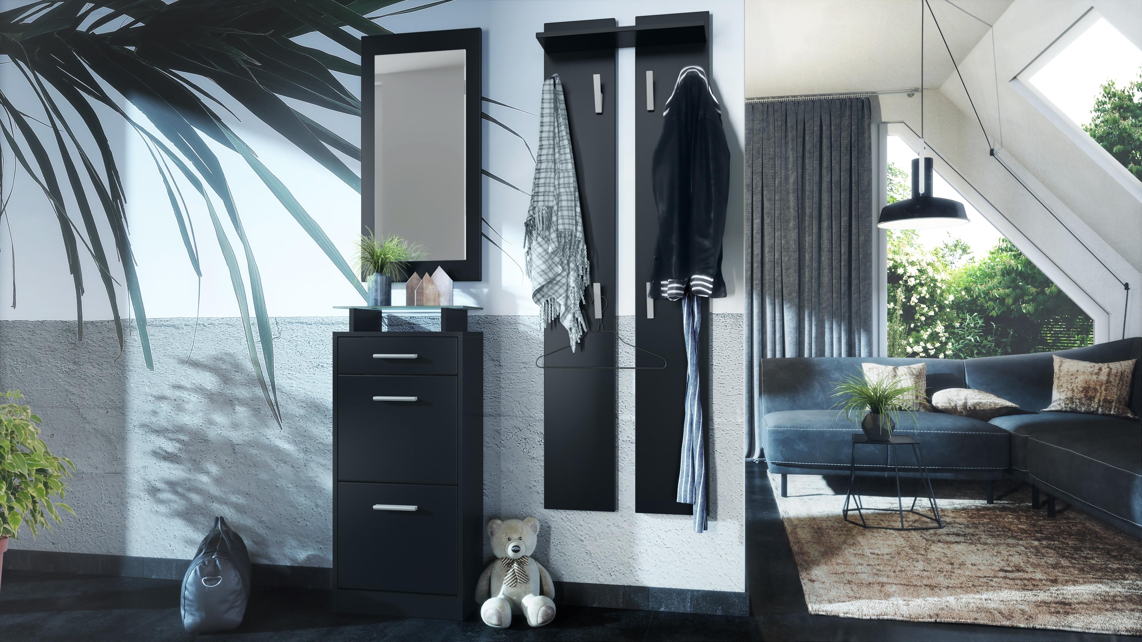wohnli-moebel-suche-800000584724-1 GARDEROBE Loret Front in Schwarz matt Holzwerkstoff Vladon Garderoben Schwarz