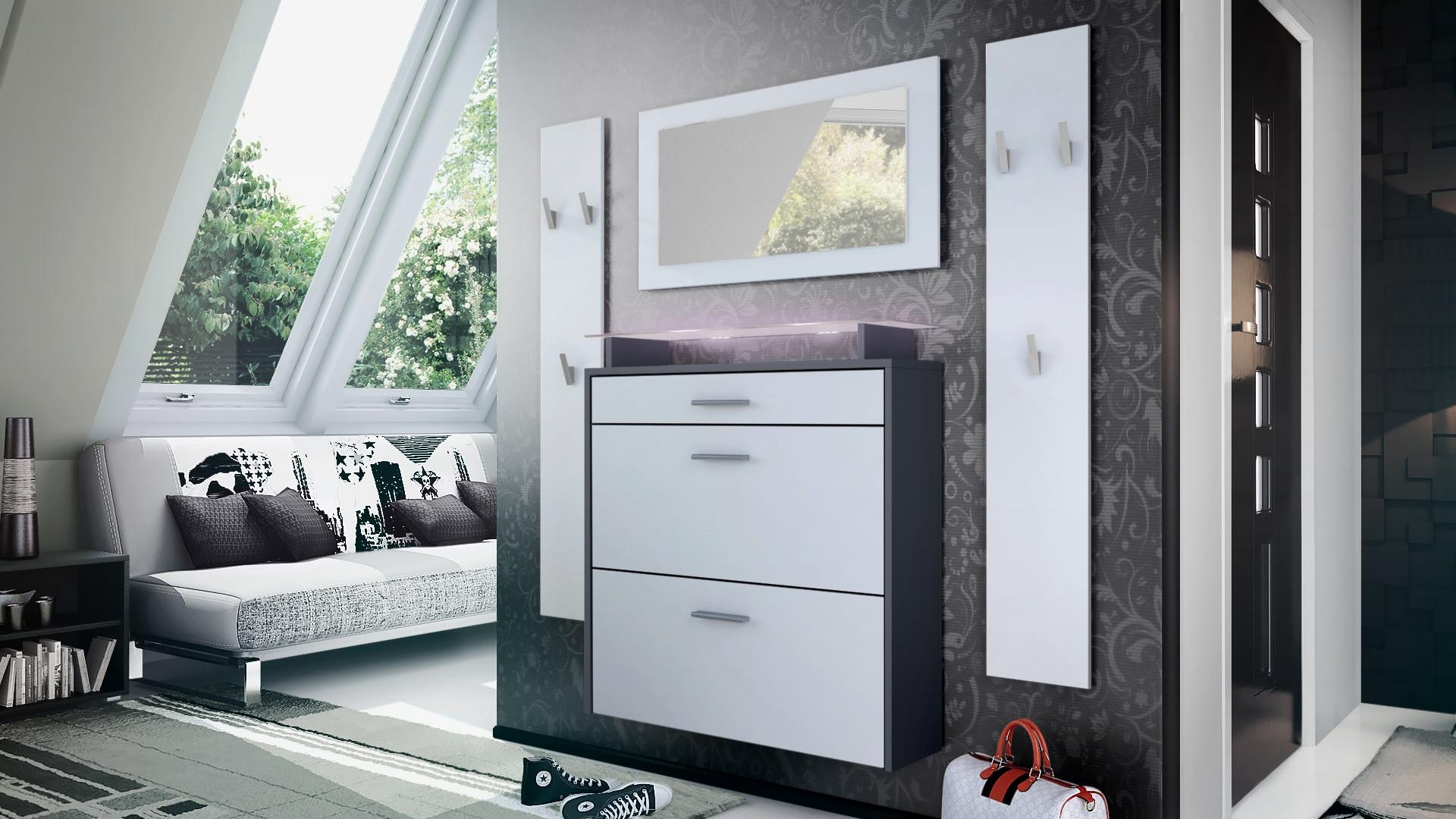 wohnli-moebel-suche-800000584730-1 GARDEROBE Malea Fronten in Weiß matt Holzwerkstoff Vladon Garderoben Weiß