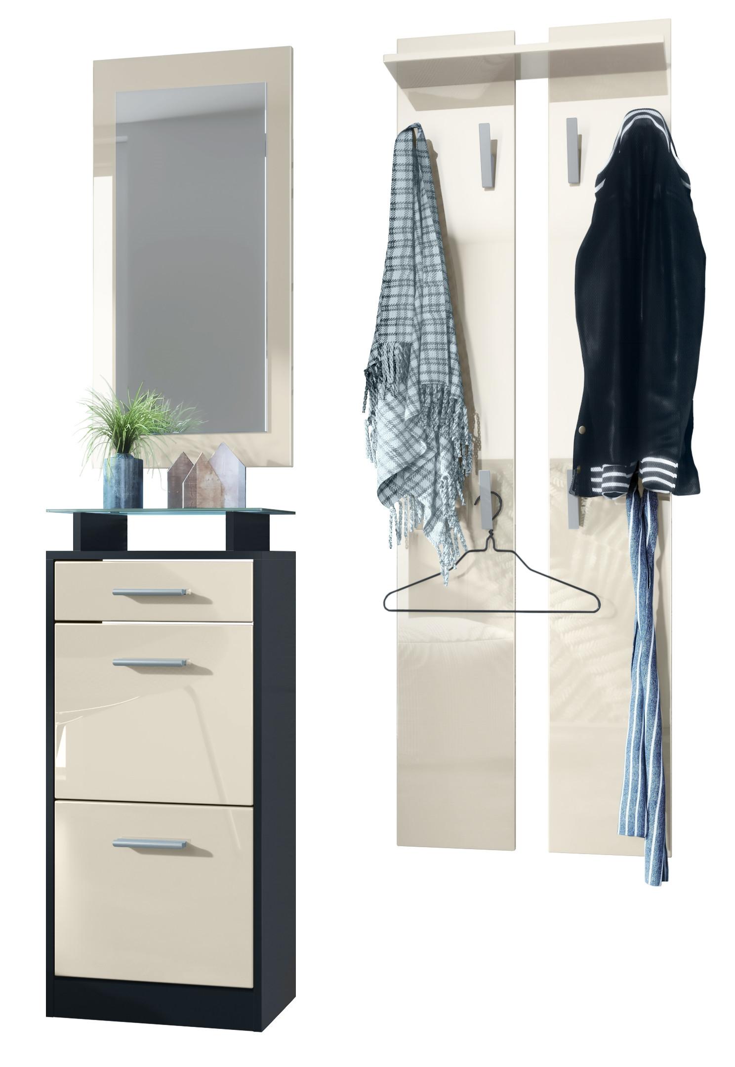 Wohnli Möbelsuche - GARDEROBE Loret Front in Creme Hochglanz
