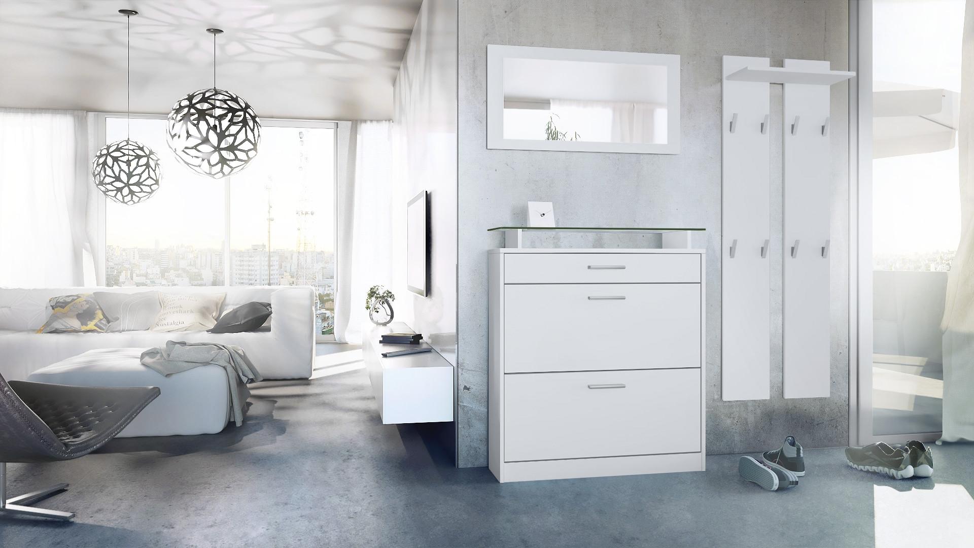 wohnli-moebel-suche-800000584817-1 GARDEROBE Loret Front in Weiß matt Holzwerkstoff Vladon Garderoben Weiß