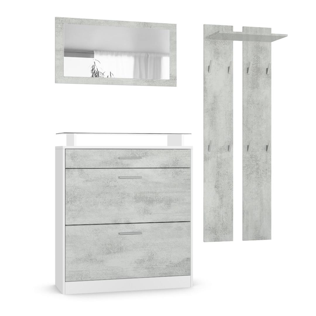 Wohnli Möbelsuche - GARDEROBE Loret Front in Beton Oxid Optik