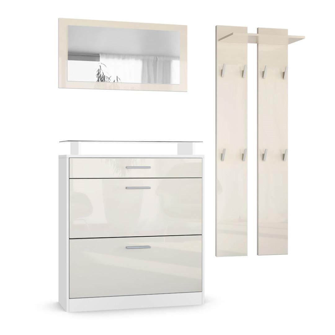 Wohnli Möbelsuche - GARDEROBE Loret Front in Creme Hochglanz