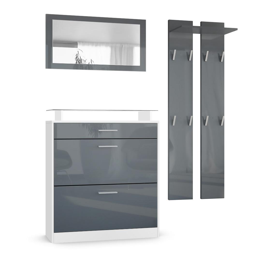 Wohnli Möbelsuche - GARDEROBE Loret Front in Grau Hochglanz