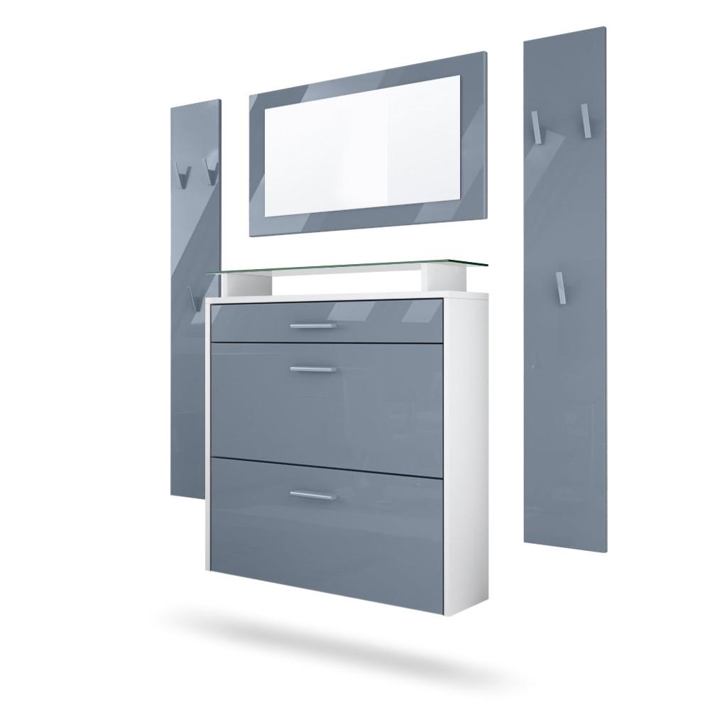 Wohnli Möbelsuche - GARDEROBE Malea Front in Grau Hochglanz