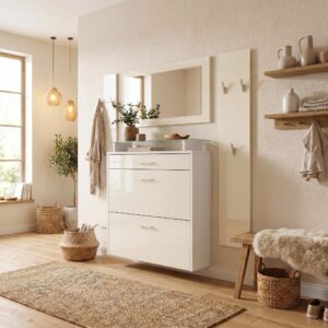 wohnli-moebel-suche-800000587209-1 GARDEROBE Malea Front in Creme Hochglanz Holzwerkstoff Vladon Garderoben Weiß