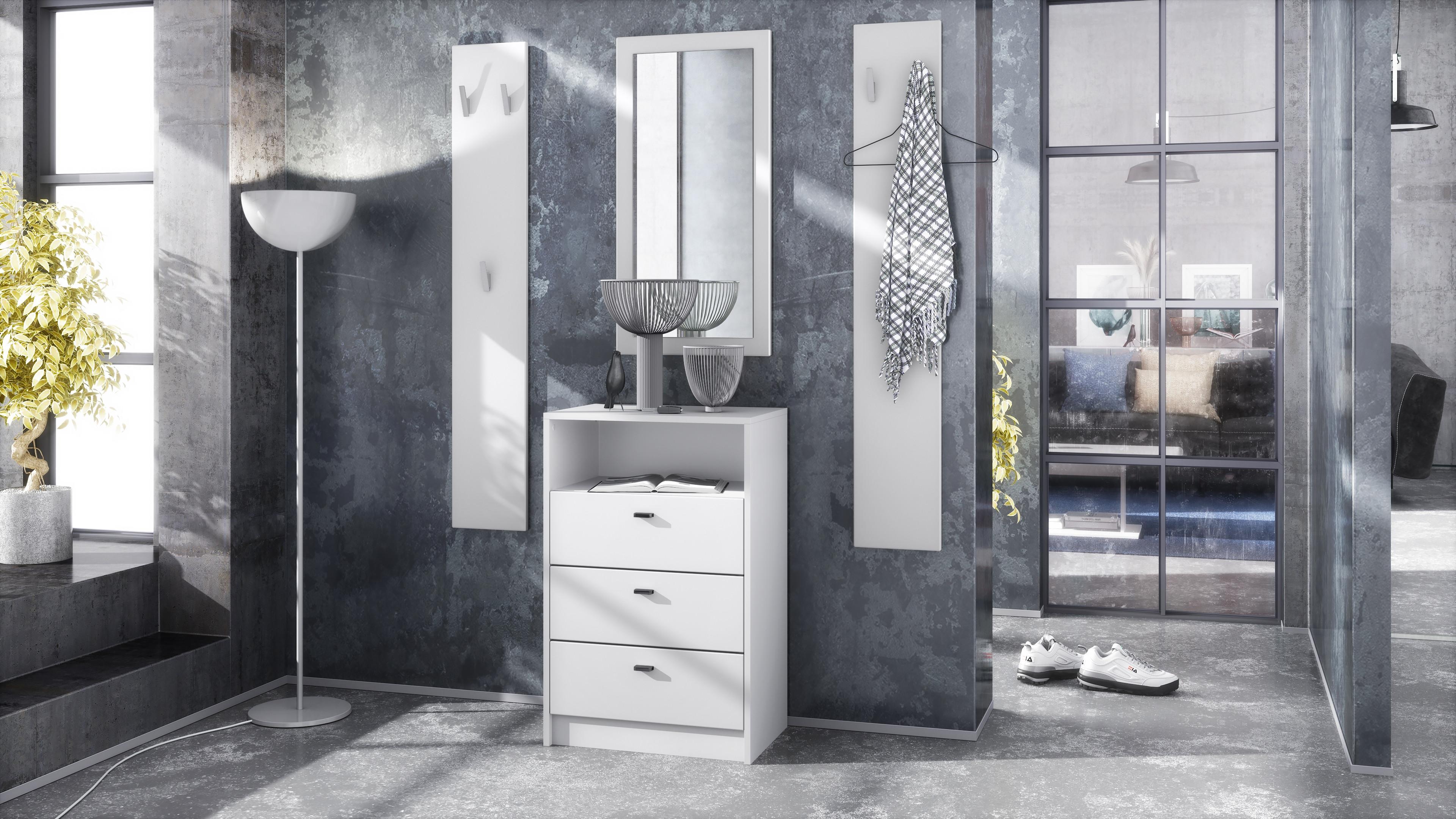 GARDEROBE Pino Weiß matt Holzwerkstoff Vladon Garderoben Weiß
