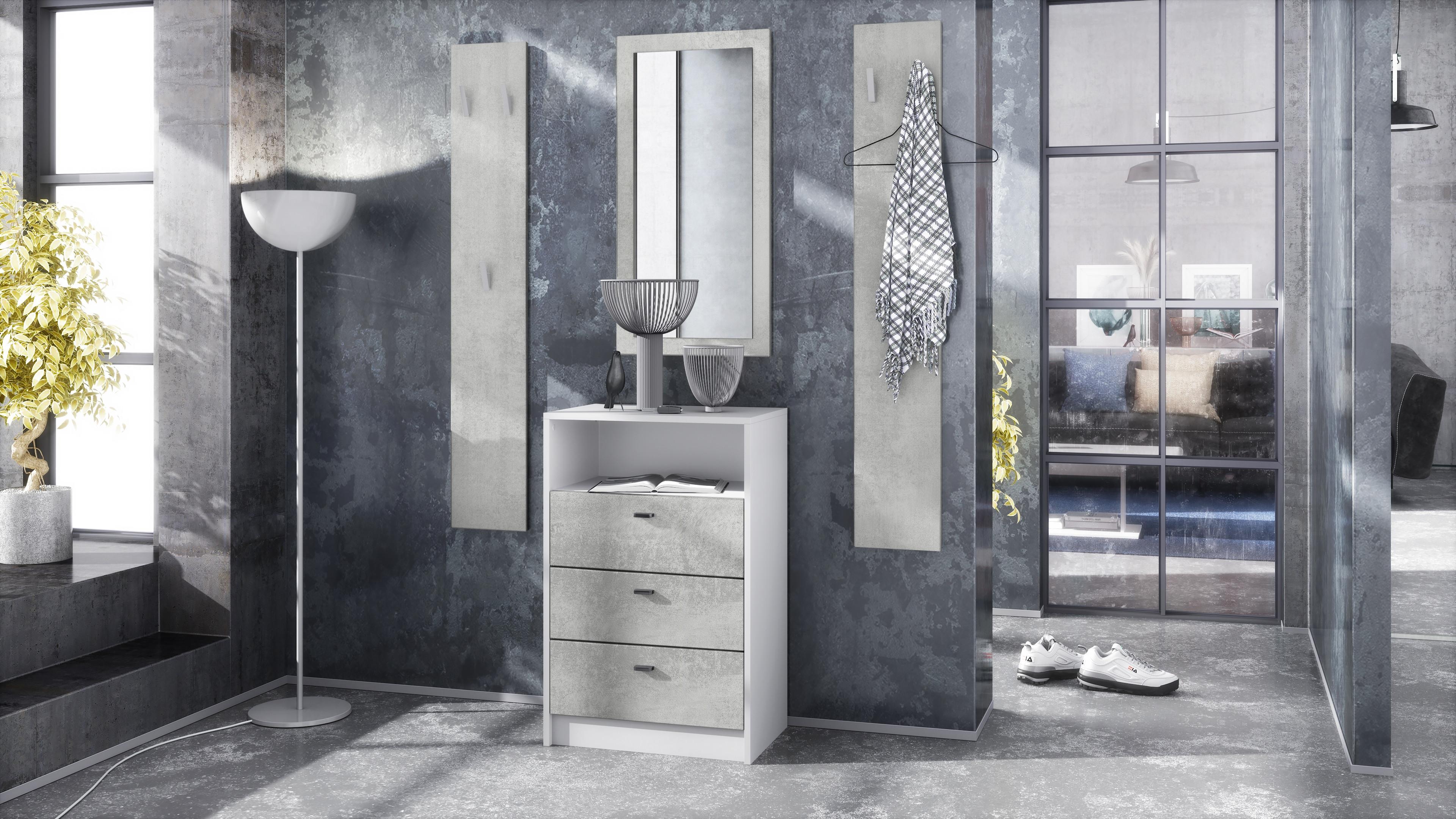 GARDEROBE Pino Beton Oxid Optik Holzwerkstoff Vladon Garderoben Grau