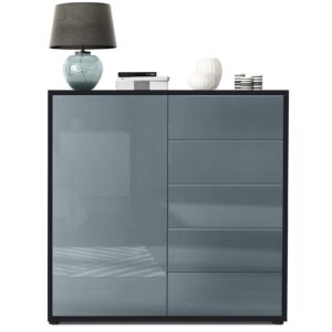 KOMMODE Ben Front in Grau Hochglanz Holzwerkstoff Vladon Möbel > Kommoden & Schubladenschränke > Kommoden Grau