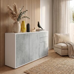 KOMMODE Ben Front in Beton Oxid Optik Holzwerkstoff Vladon Möbel > Kommoden & Schubladenschränke > Kommoden Grau