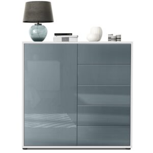 KOMMODE Ben Front in Grau Hochglanz Holzwerkstoff Vladon Möbel > Kommoden & Schubladenschränke > Kommoden Grau