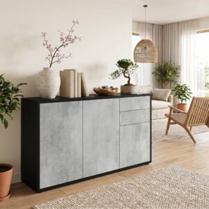 wohnli-moebel-suche-800000587549-1 KOMMODE Ben Front in Beton Oxid Optik Holzwerkstoff Vladon Möbel > Kommoden & Schubladenschränke > Kommoden Grau