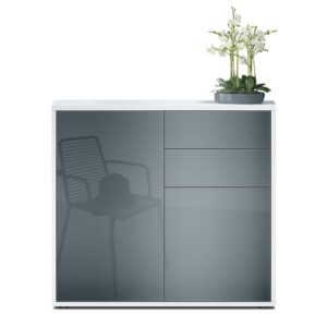 wohnli-moebel-suche-800000587571-1 KOMMODE Ben Front in Grau Hochglanz Holzwerkstoff Vladon Möbel > Kommoden & Schubladenschränke > Kommoden Grau