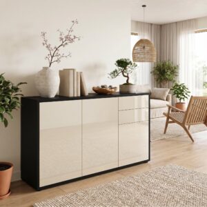 wohnli-moebel-suche-800000587583-1 KOMMODE Ben Front in Creme Hochglanz Holzwerkstoff Vladon Möbel > Kommoden & Schubladenschränke > Kommoden Weiß
