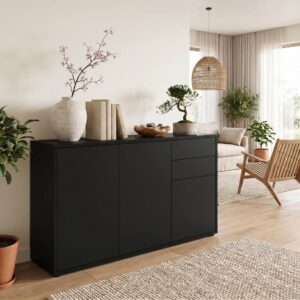 wohnli-moebel-suche-800000587591-1 KOMMODE Ben Front in Schwarz matt Holzwerkstoff Vladon Möbel > Kommoden & Schubladenschränke > Kommoden Schwarz